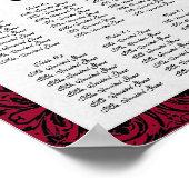 披露宴テーブル座席表、白黒ダマスク ポスター (角)