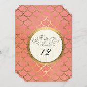 披露宴テーブル番号フェイク金ゴールド結婚アールデコ 招待状 (正面/裏面)