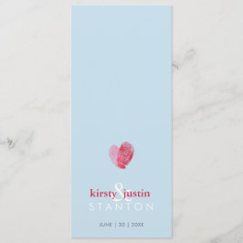 披露宴ディナーメニューかわいい指紋ハートブルー メニュー