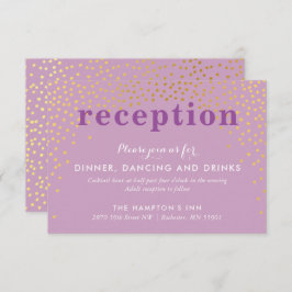 披露宴パーティー素朴なシック金ゴールド紙吹雪紫 招待状