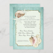 披露宴ビーチシーショアシェル海フェイク金ゴールド 招待状 (正面/裏面)