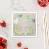 披露宴ブライダルシャワーカクタスウッドデ素朴ザート スタンダードカクテルナプキン (インサイチュ)