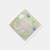 披露宴ブライダルシャワーカクタスウッドデ素朴ザート スタンダードカクテルナプキン (角)