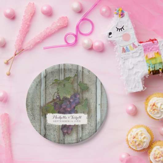 披露宴ブライダルシャワーデコル素朴ヴィネヤードアート ペーパープレート (パーティー)