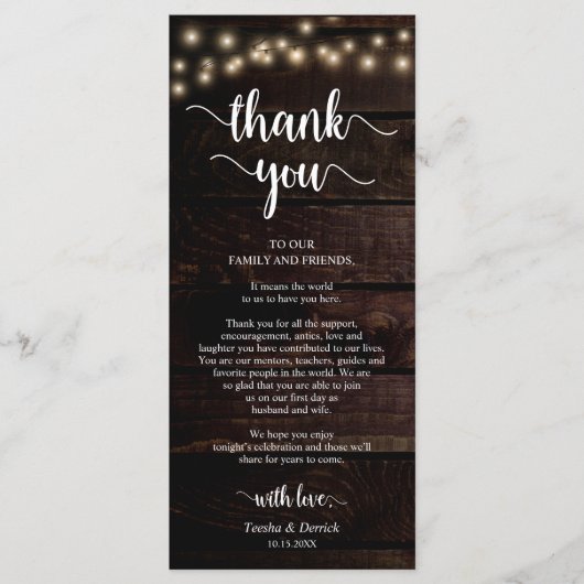 披露宴プレース設定ありがとうクラフトカード プログラム (正面)