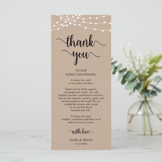 披露宴プレース設定ありがとうクラフトカード プログラム (スタンド正面)