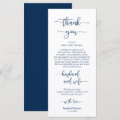 披露宴プレース設定ありがとう、ネイビーブルー、カード プログラム (正面/裏面)
