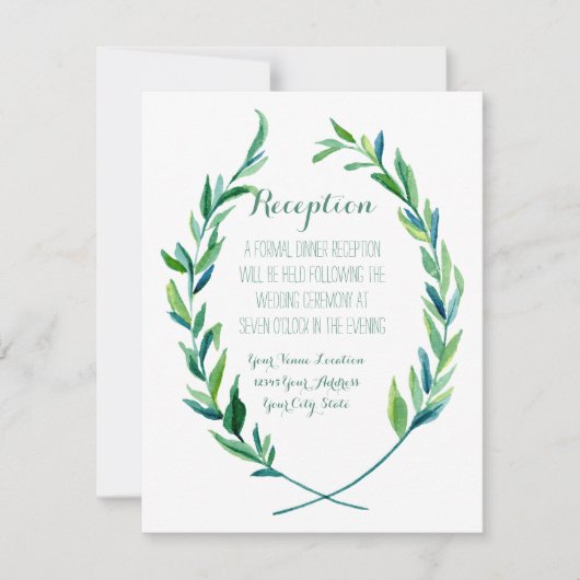 披露宴ローレルリースモダンシンプルオリーブリーフ 招待状 (正面)