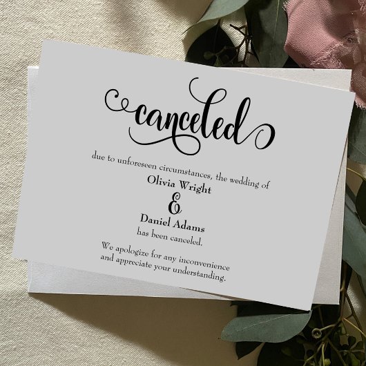 披露宴中止のお詫びとご案内 招待状