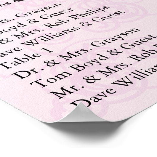 披露宴座席表薄紫 ポスター (角)