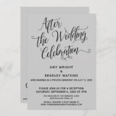 披露宴後のエレガントなライトグレー 招待状 (正面/裏面)