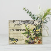 披露宴招待状、イエローソングバードケージフローラ エンクロージャーカード (スタンド正面)