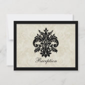 披露宴招待状、ブラックnクリームダマスク 招待状 (裏面)