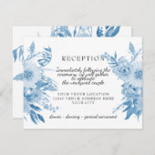 披露宴水彩淡い青n白のフローラ 出欠カード (正面/裏面)