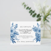 披露宴水彩青白モダンフローラ 出欠カード (スタンド正面)