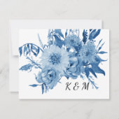 披露宴水彩青白モダンフローラ 出欠カード (裏面)