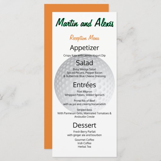 披露宴素晴らしの素晴らしいボールゴルファーのメニュー メニュー (正面/裏面)