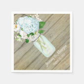 披露宴素朴カントリーメイソンジャーブルーあじさい スタンダードカクテルナプキン (正面)