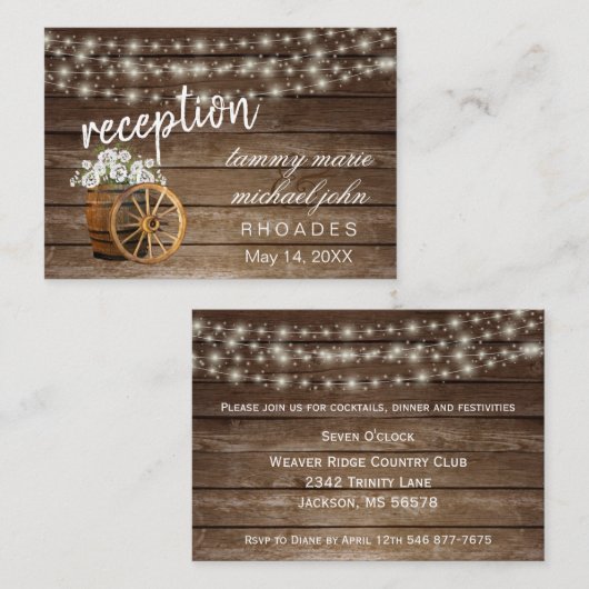 披露宴素朴 – 木筒(白い花) エンクロージャーカード (正面/裏面)