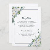 披露宴結婚のフローラ水色グレエレガントー エンクロージャーカード (正面/裏面)