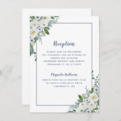 披露宴結婚のフローラ水色ブエレガントルー エンクロージャーカード (正面/裏面)