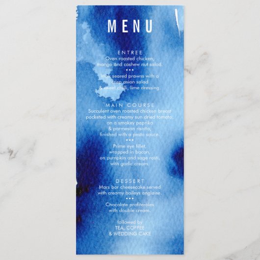 披露宴結婚のMENU水色ダークネイビーブルー メニュー (裏面)
