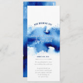 披露宴結婚のMENU水色ダークネイビーブルー メニュー (正面/裏面)