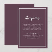 披露宴結婚スクラシックパープルホワイトシンプル エンクロージャーカード (正面/裏面)