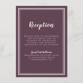 披露宴結婚スクラシックパープルホワイトシンプル エンクロージャーカード