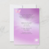 披露宴結婚ズピンク薄紫リングや輪蝶 招待状 (裏面)