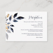 披露宴詳細ブルー離れ金ゴールド結婚ズ エンクロージャーカード (正面)