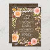 披露宴詳細素朴ライツウッドフローラリース 招待状 (正面/裏面)