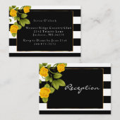披露宴 – イエローローズオンブラック&ホワイトストライプズ エンクロージャーカード (正面/裏面)