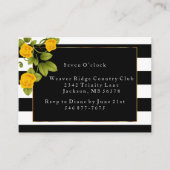 披露宴 – イエローローズオンブラック&ホワイトストライプズ エンクロージャーカード (正面)