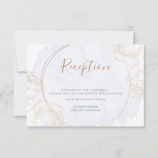 披露宴 | ギルドローズ ダスティーブルー ウォーターカラー 招待状 (正面)