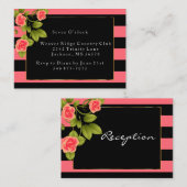 披露宴 – コーラルバラオンコーラルとブラックストライプ エンクロージャーカード (正面/裏面)