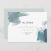 披露宴 | シックモダンな埃っぽい青いブラシストローク エンクロージャーカード (正面/裏面)