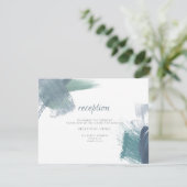 披露宴 | シックモダンな埃っぽい青いブラシストローク エンクロージャーカード (スタンド正面)