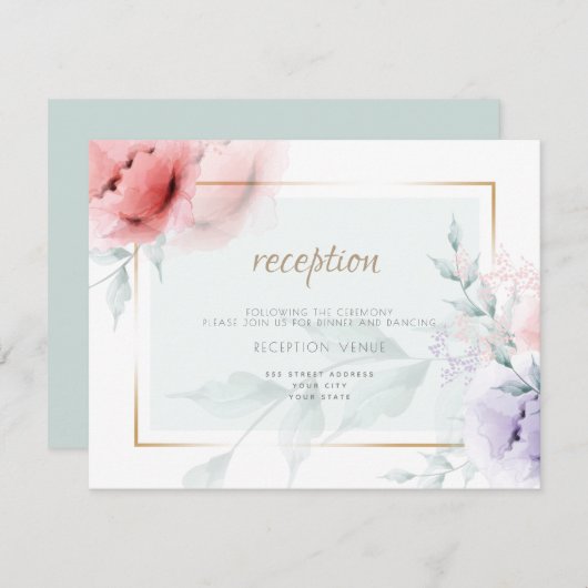 披露宴 |トレンディーサンゴと薄紫アクアレルペオニー エンクロージャーカード (正面/裏面)