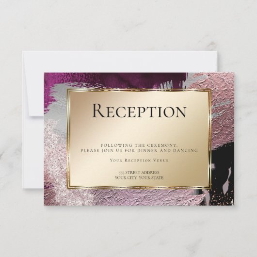 披露宴|メタモダンル金ゴールドフェイクベリーストローク 招待状 (正面)