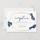 披露宴 |モダン深いインディゴブルーと金ゴールド 招待状 (正面)