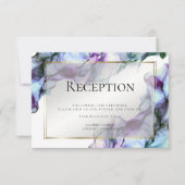 披露宴 |抽象芸術水彩インクティール(緑がかった色)藍 招待状 (正面)