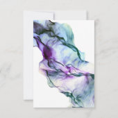 披露宴 |抽象芸術水彩インクティール(緑がかった色)藍 招待状 (裏面)