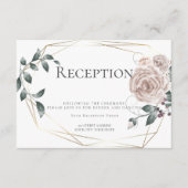 披露宴 |水の色ほこりっぽいバラフローラ金ゴールド エンクロージャーカード (正面)