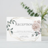 披露宴 |水の色ほこりっぽいバラフローラ金ゴールド エンクロージャーカード (スタンド正面)