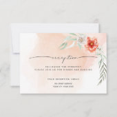 披露宴 |水彩サンゴのスプラッシュと花 招待状 (正面)