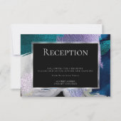 披露宴 |金属モダンティール（緑がかった色）バイオレット 招待状 (正面)