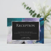 披露宴 |金属モダンティール（緑がかった色）バイオレット 招待状 (スタンド正面)