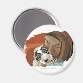 抱きしめた子犬 マグネット (正面/裏面)