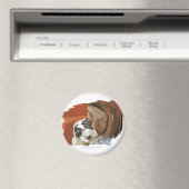 抱きしめた子犬 マグネット (インサイチュ (食洗機))